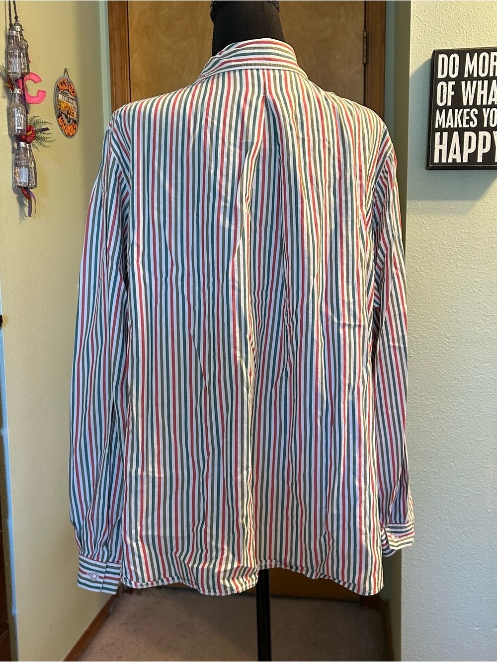 Wallmann vintage red green white striped long sleeve top XL eclectic Grandpacore - Picture 3 of 10